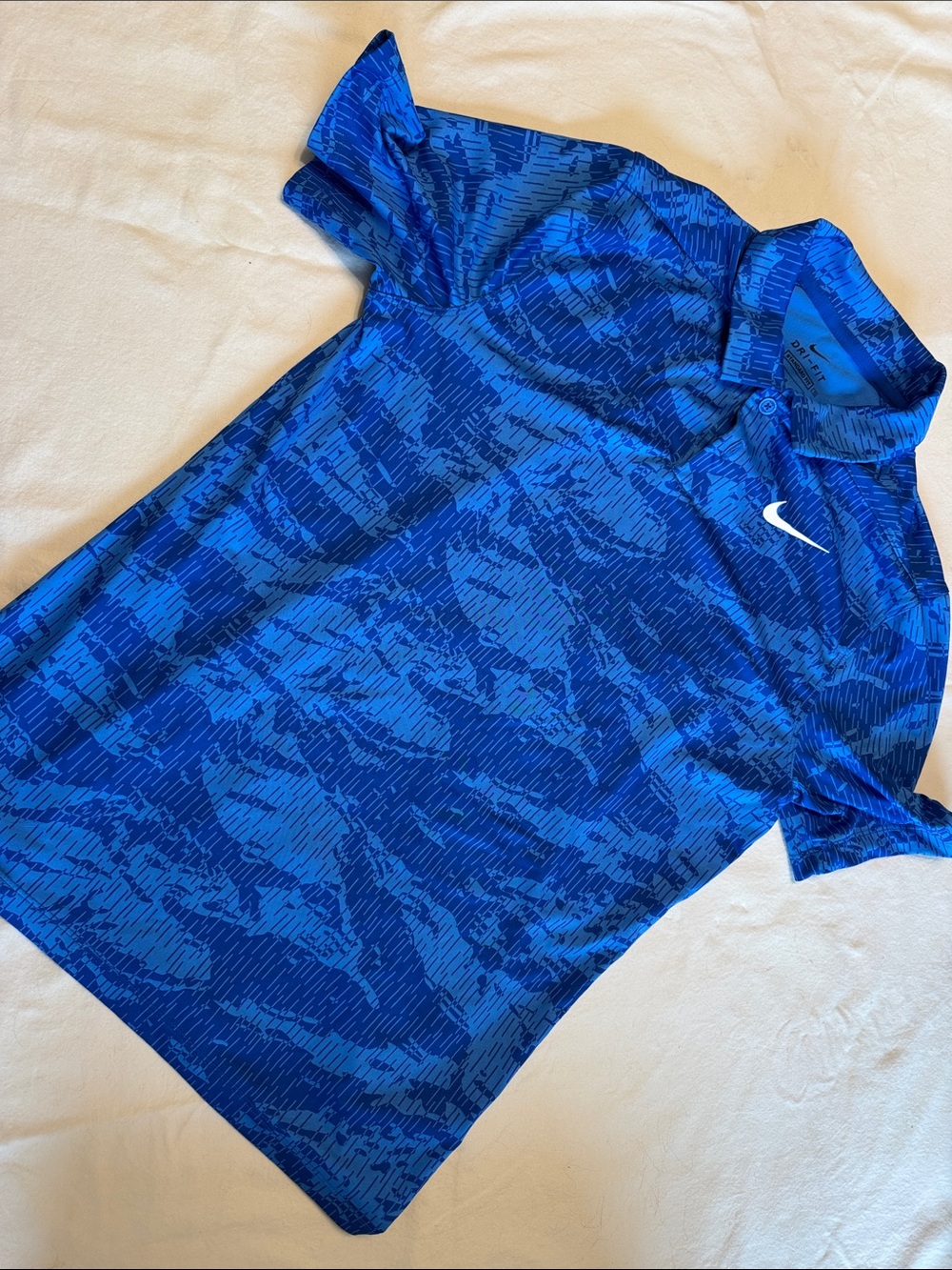 Nike Boys Dri-FIT Performance Polo Blue Camo, Size L